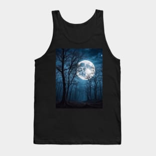 Horor moonlight dark forest woods trees Tank Top